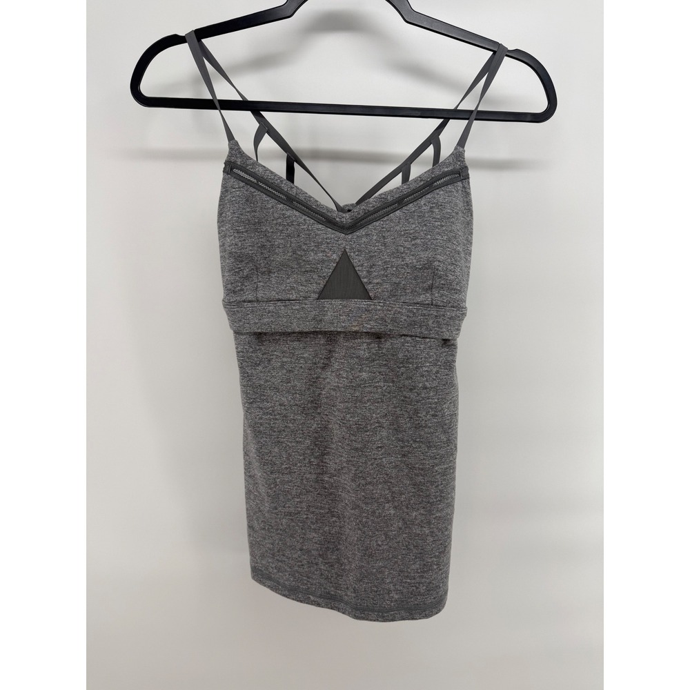 Lululemon Heathered Grey Strappy Back Yoga Tank Top with Built-in Bra Size 8